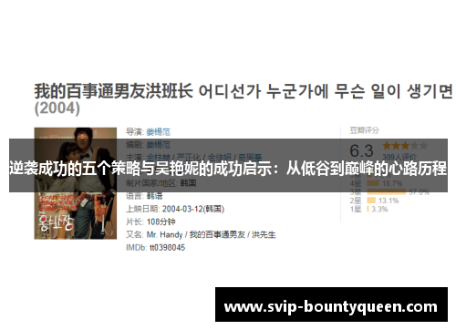 逆袭成功的五个策略与吴艳妮的成功启示:从低谷到巅峰的心路历程 逆袭成功的五个策略与吴艳妮的成功启示:从低谷到巅峰的心路历程